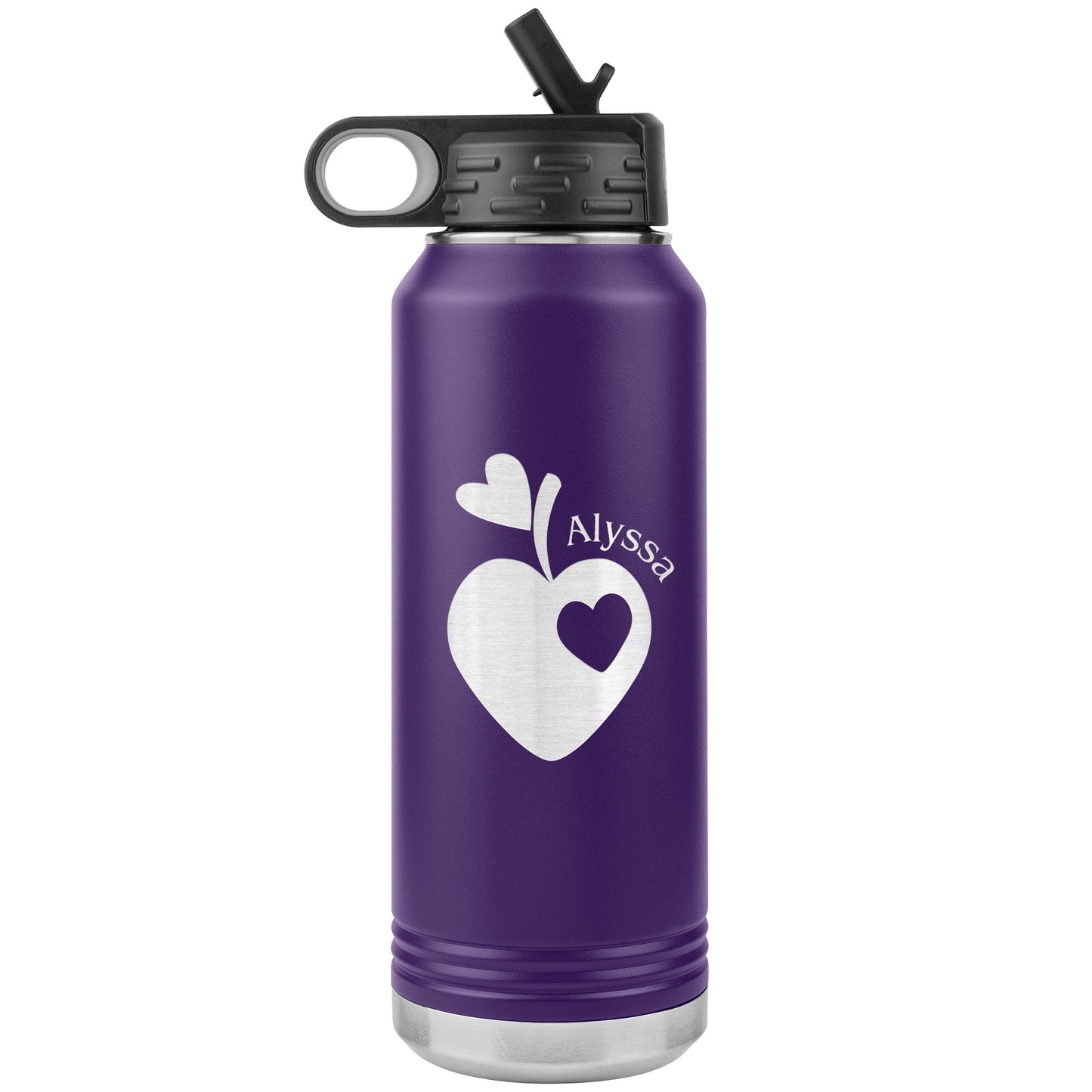 Custom Sweet Apple Heart Water Bottle Tumbler