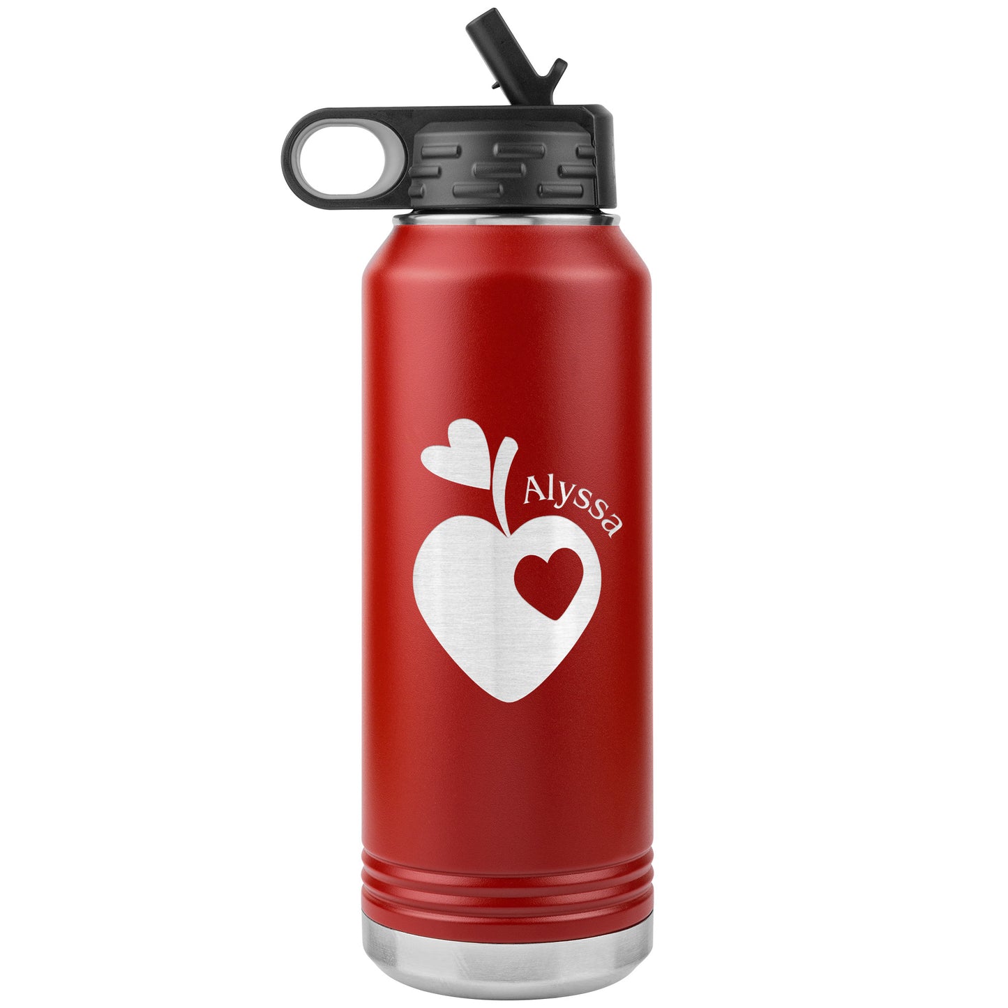 Custom Sweet Apple Heart Water Bottle Tumbler