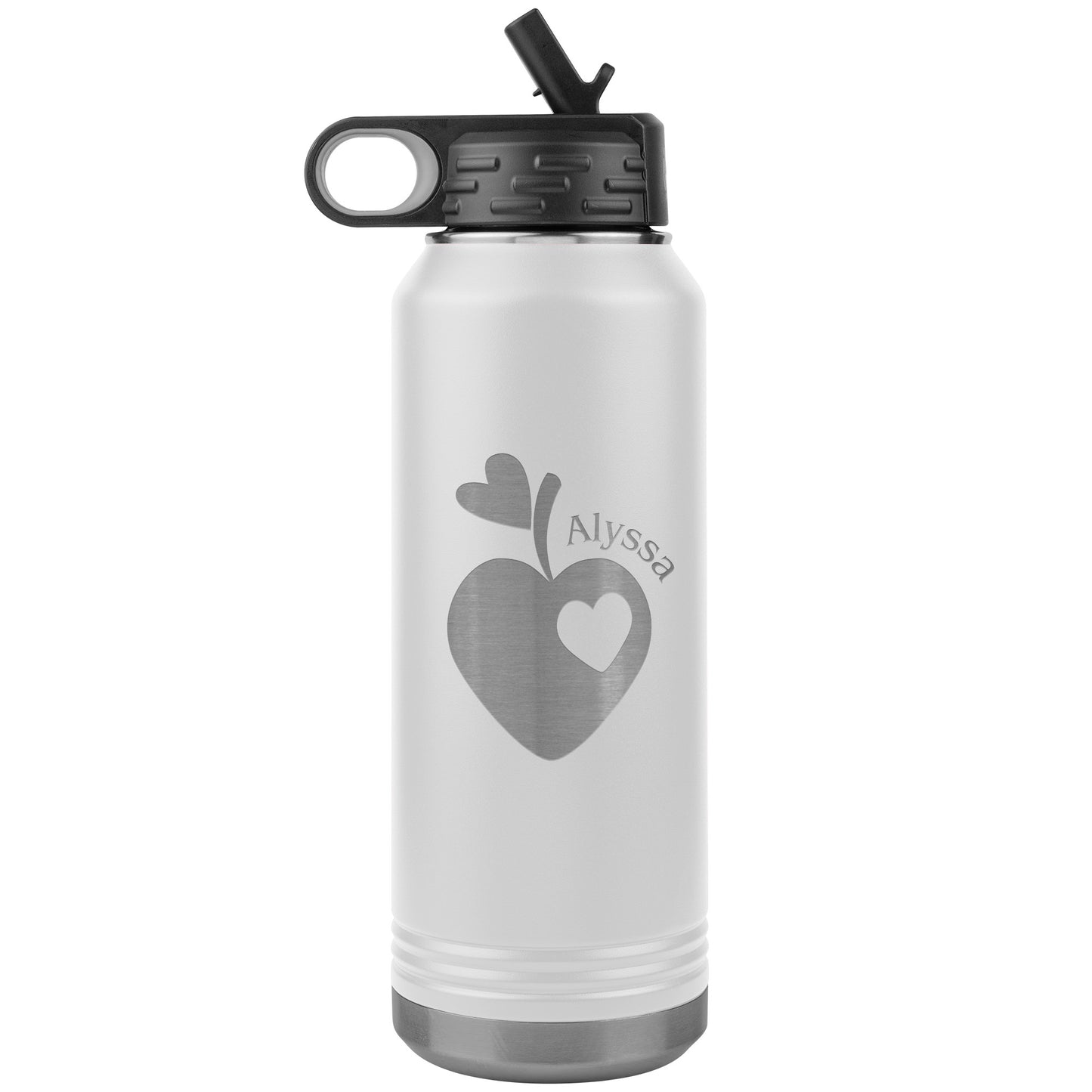 Custom Sweet Apple Heart Water Bottle Tumbler