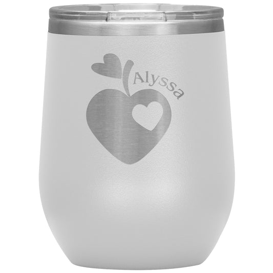 Custom Sweet Apple Heart Wine Tumbler