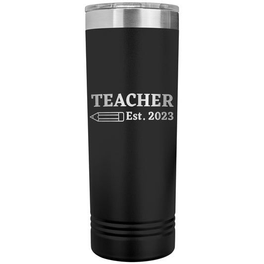 Custom Teacher Est Skinny Travel Tumbler