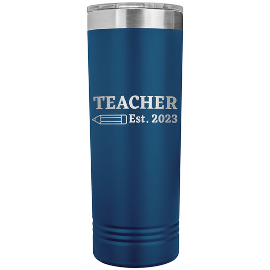 Custom Teacher Est Skinny Travel Tumbler