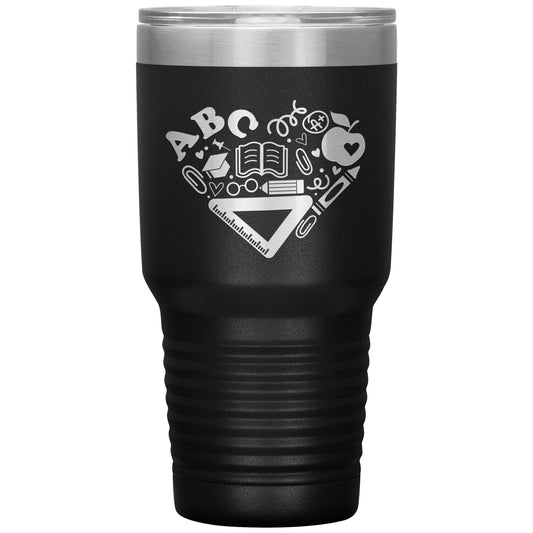 Heart Teacher Supplies 30oz Travel Tumbler