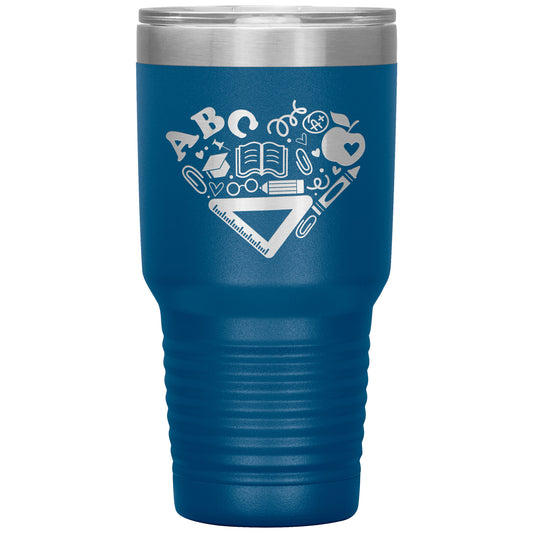 Heart Teacher Supplies 30oz Travel Tumbler