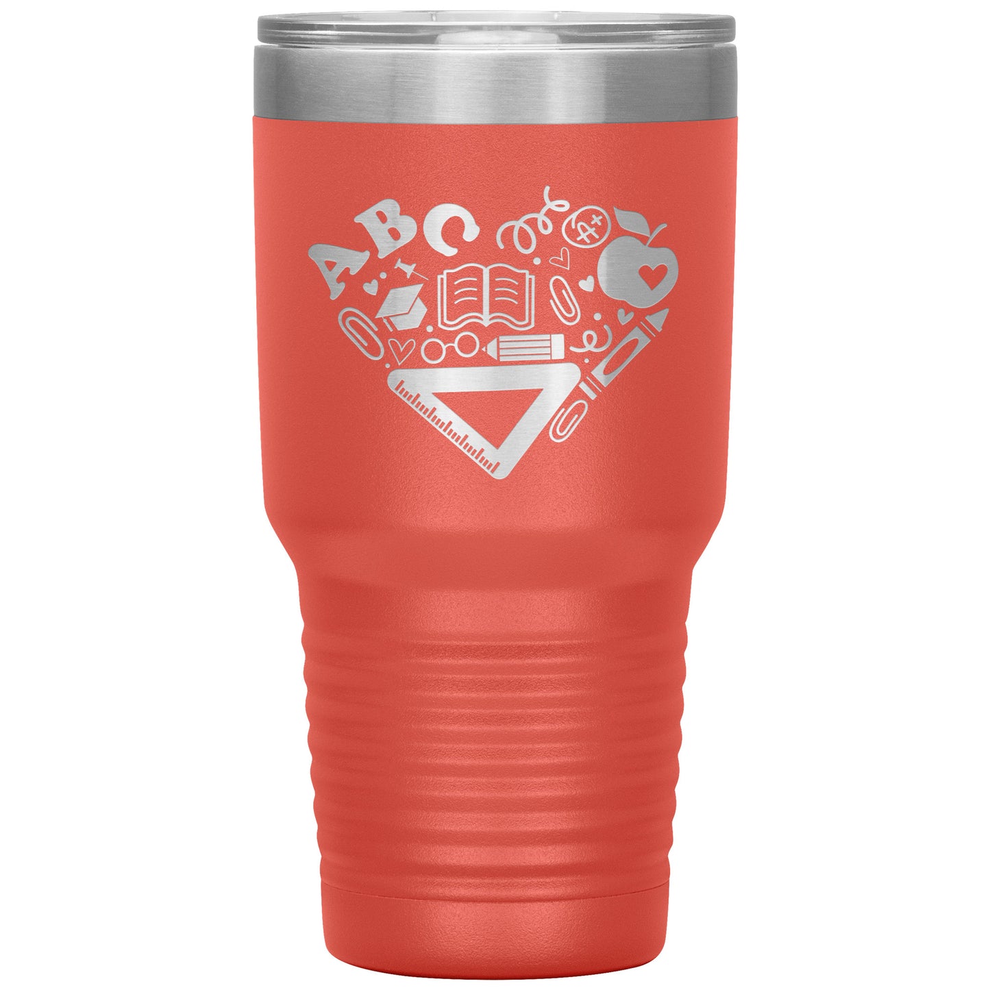 Heart Teacher Supplies 30oz Travel Tumbler