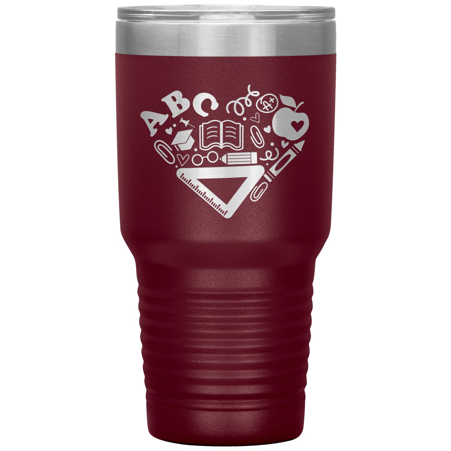 Heart Teacher Supplies 30oz Travel Tumbler