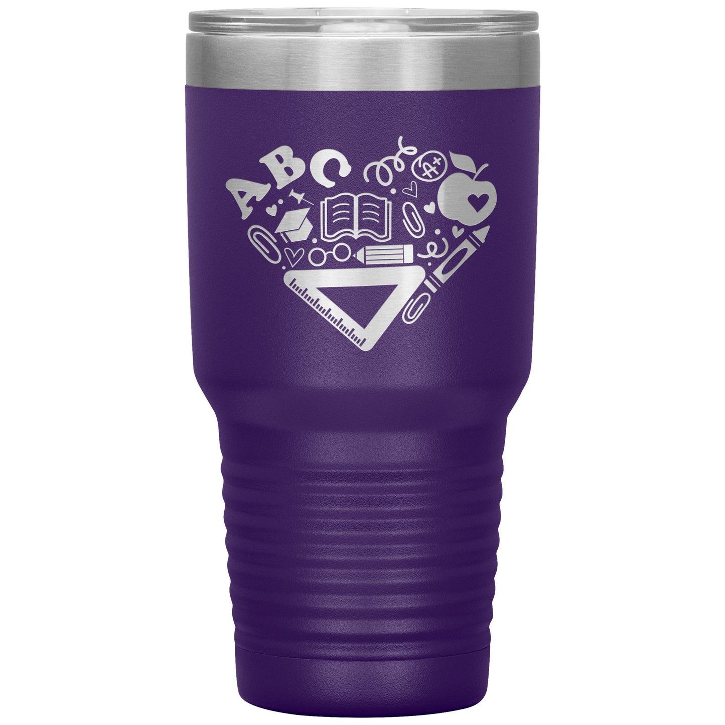 Heart Teacher Supplies 30oz Travel Tumbler