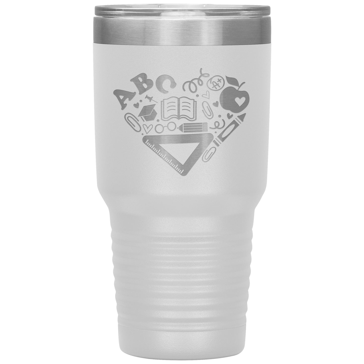 Heart Teacher Supplies 30oz Travel Tumbler