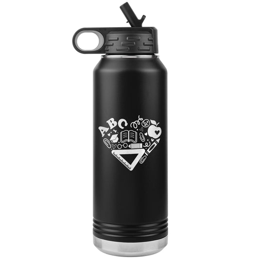 Heart Teacher Supplies Water Bottle Tumbler