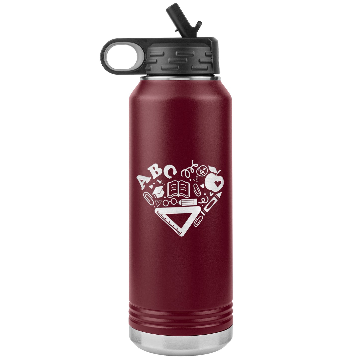 Heart Teacher Supplies Water Bottle Tumbler