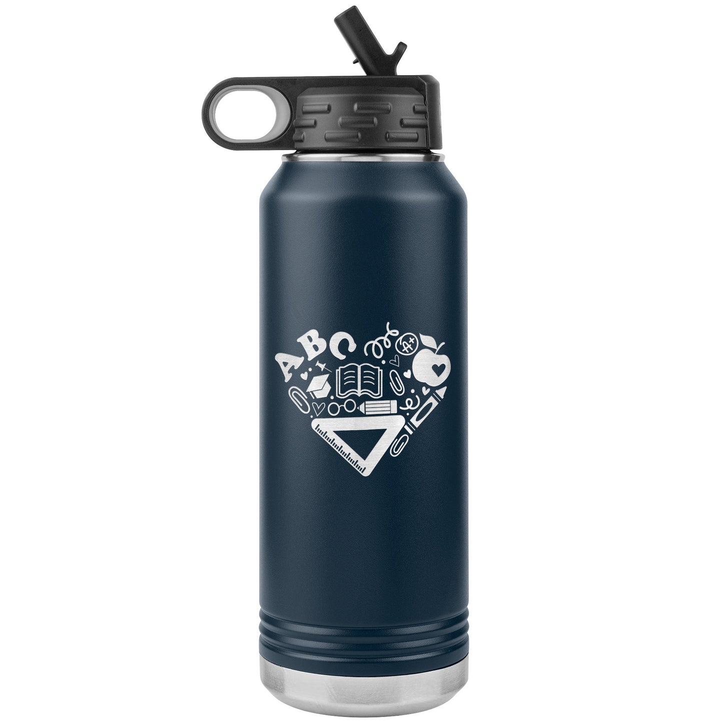 Heart Teacher Supplies Water Bottle Tumbler