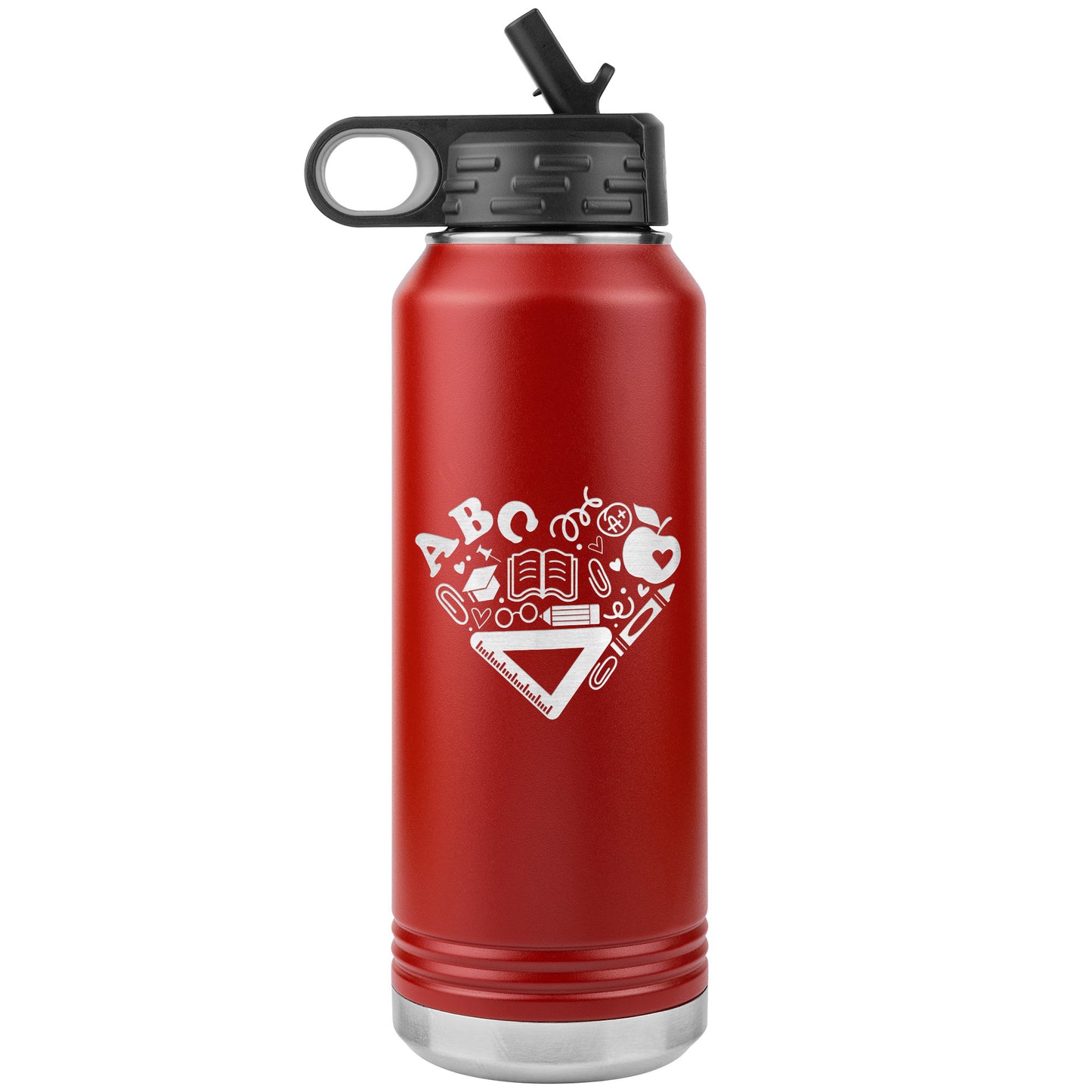 Heart Teacher Supplies Water Bottle Tumbler