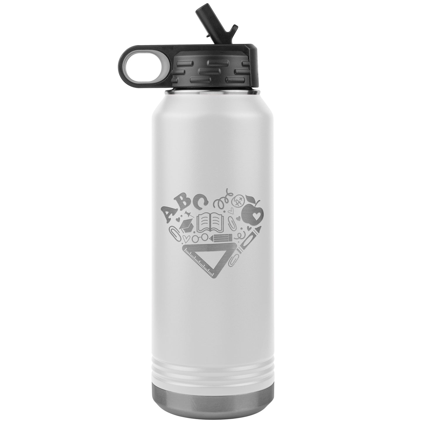 Heart Teacher Supplies Water Bottle Tumbler