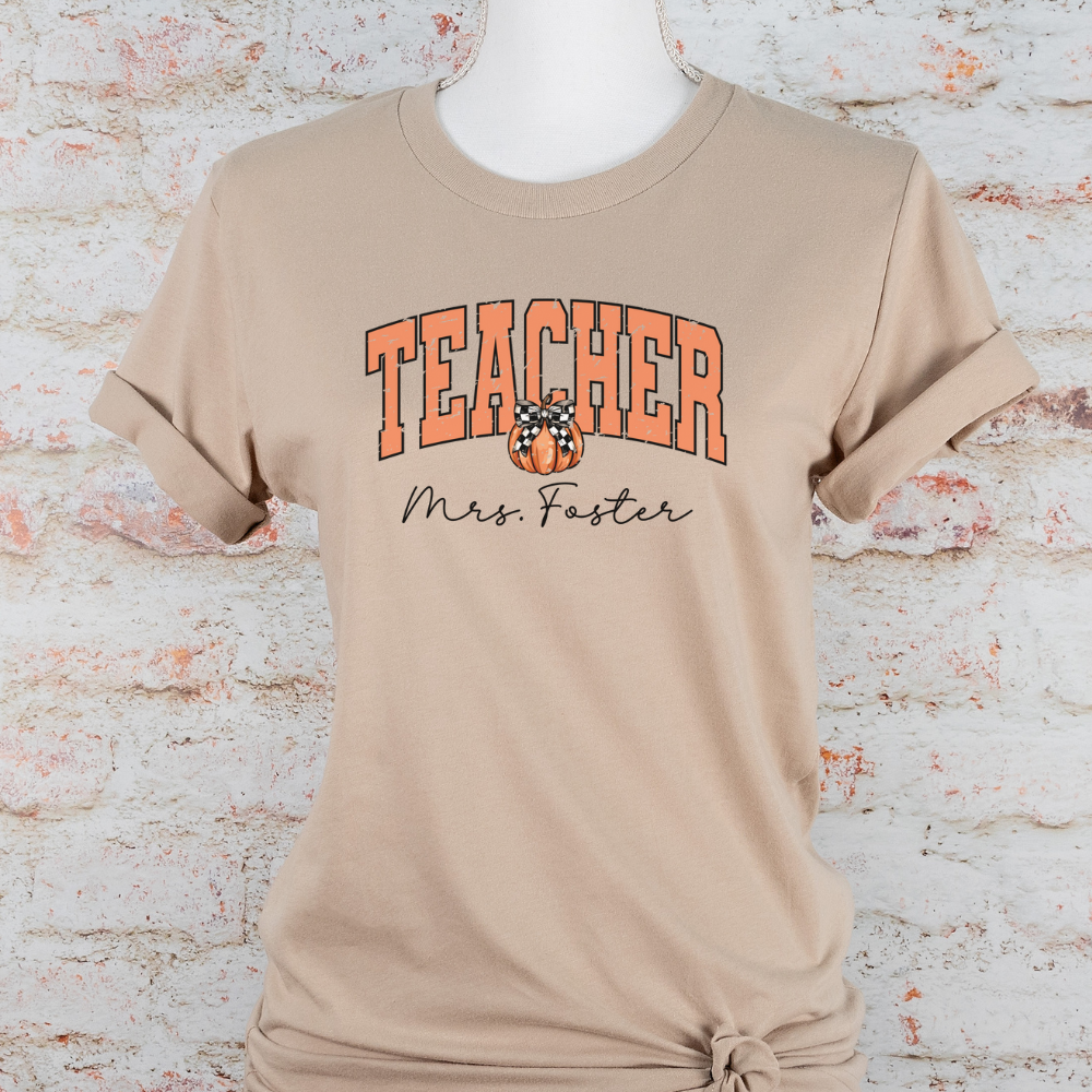 Custom Unisex Pumpkin Teacher T-Shirt