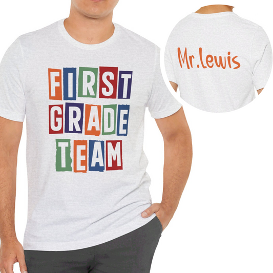 Custom Unisex Colorful First Grade Team T-Shirt