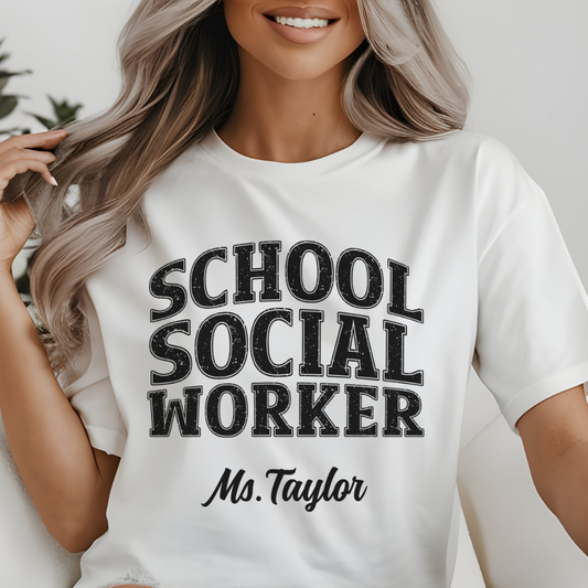 Custom Unisex School Social Worker Teacher T-Shirt