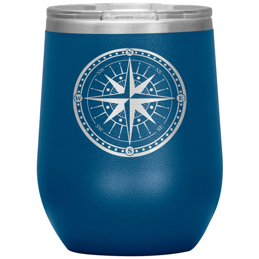 Bordered Compass Wine Tumbler