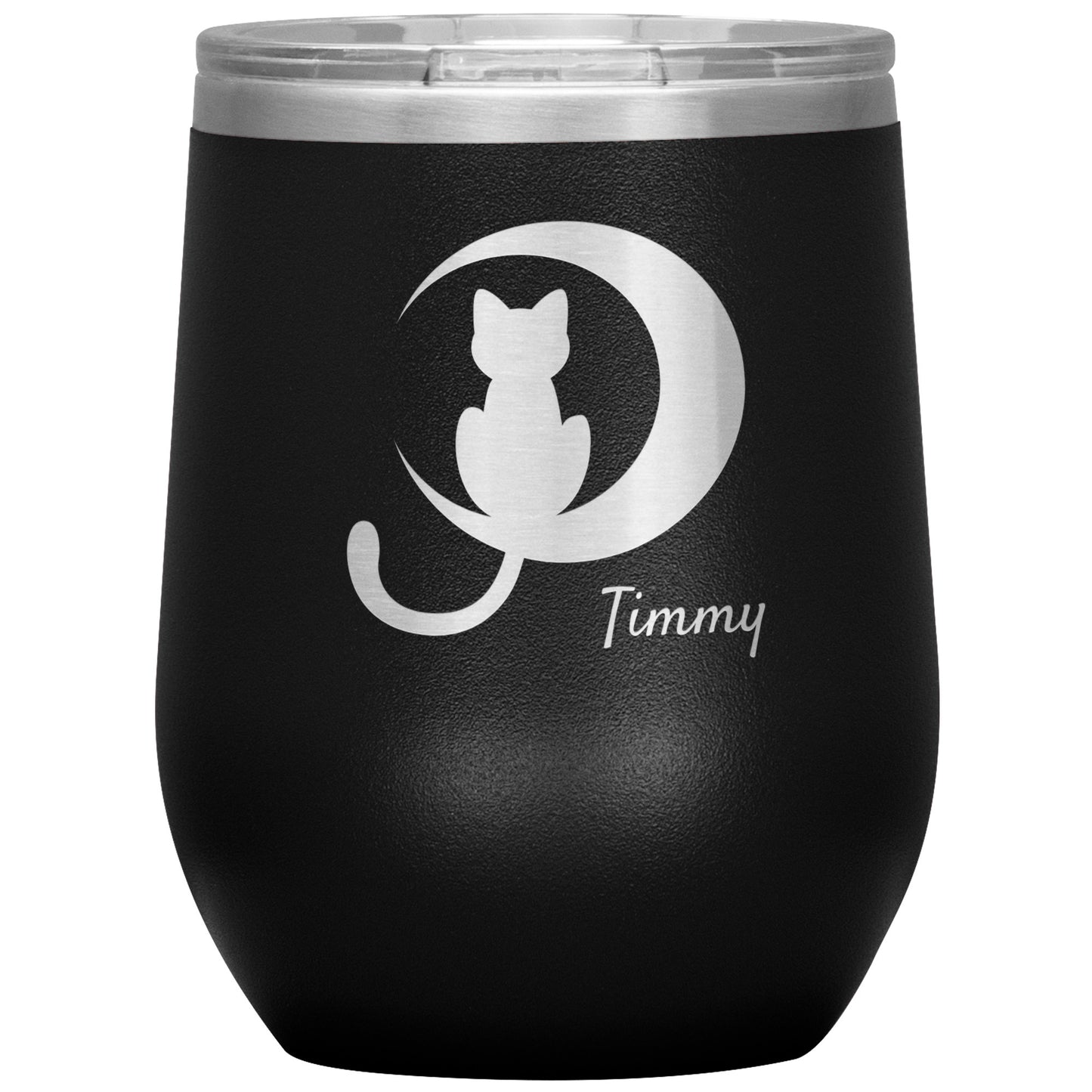 Custom Cat Moon Silhouette Wine Tumbler 🐈‍⬛ 🌙
