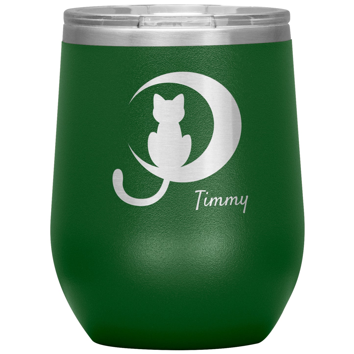 Custom Cat Moon Silhouette Wine Tumbler 🐈‍⬛ 🌙