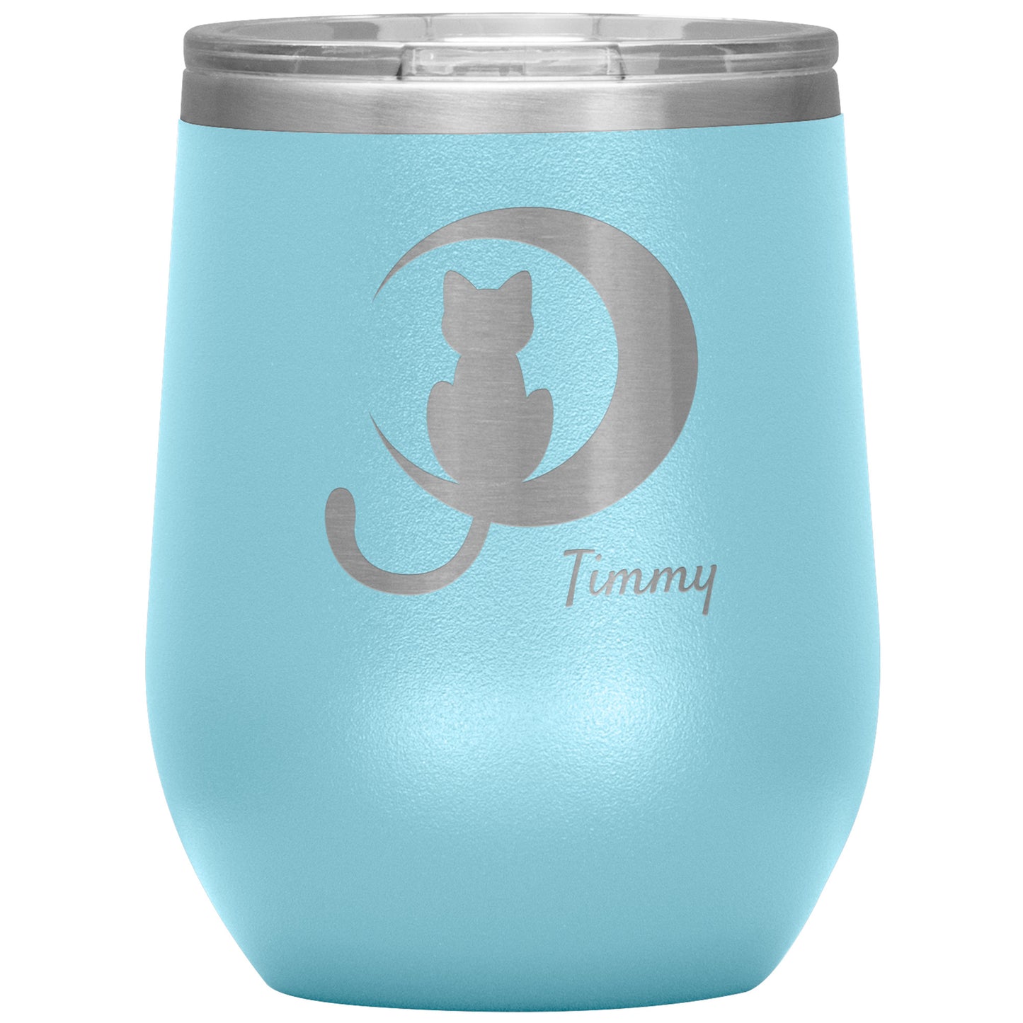 Custom Cat Moon Silhouette Wine Tumbler 🐈‍⬛ 🌙