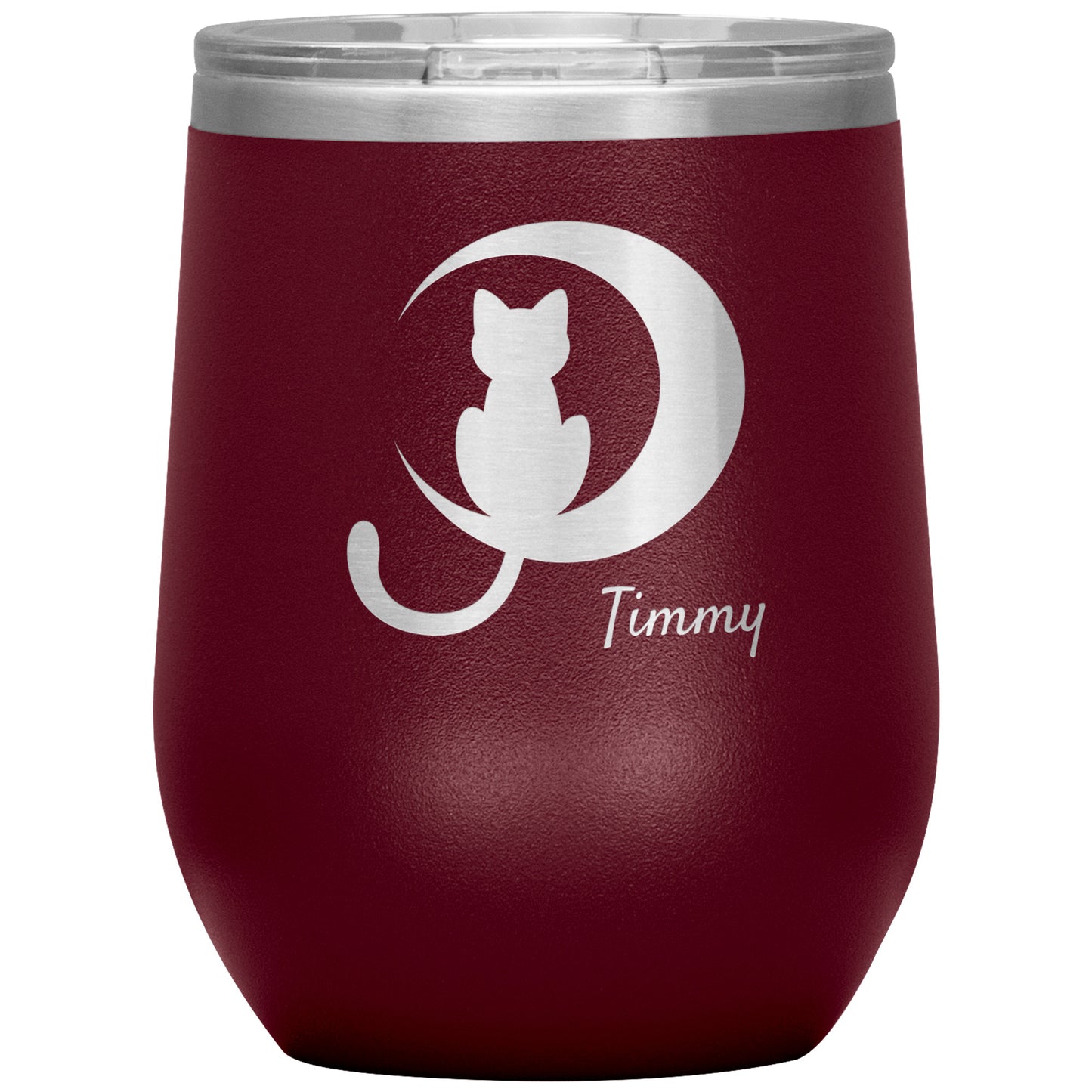 Custom Cat Moon Silhouette Wine Tumbler 🐈‍⬛ 🌙
