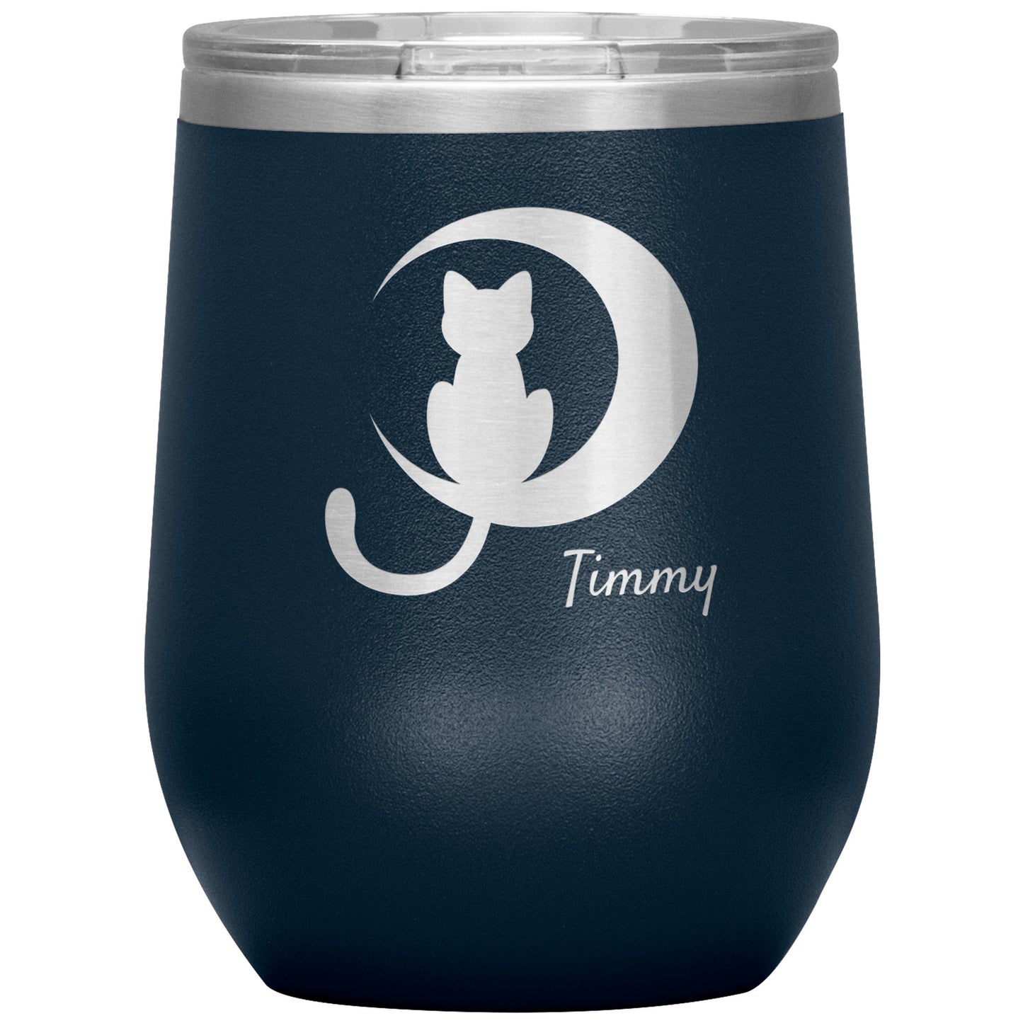 Custom Cat Moon Silhouette Wine Tumbler 🐈‍⬛ 🌙