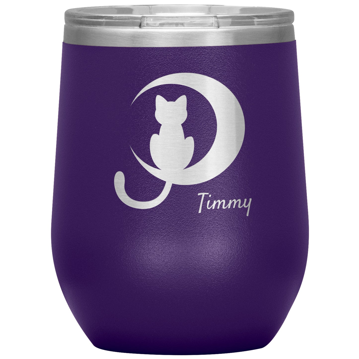 Custom Cat Moon Silhouette Wine Tumbler 🐈‍⬛ 🌙