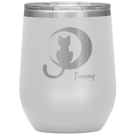 Custom Cat Moon Silhouette Wine Tumbler 🐈⬛ 🌙