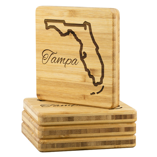 Custom Florida Bamboo Coaster Set of 4