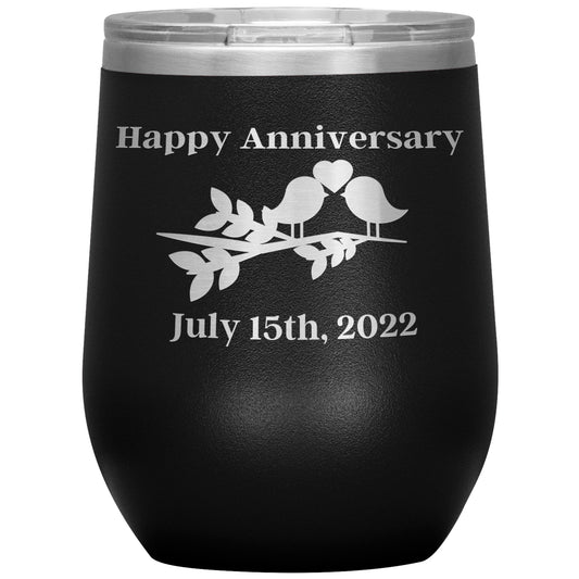 Custom Happy Anniversary Wine Tumbler🕊