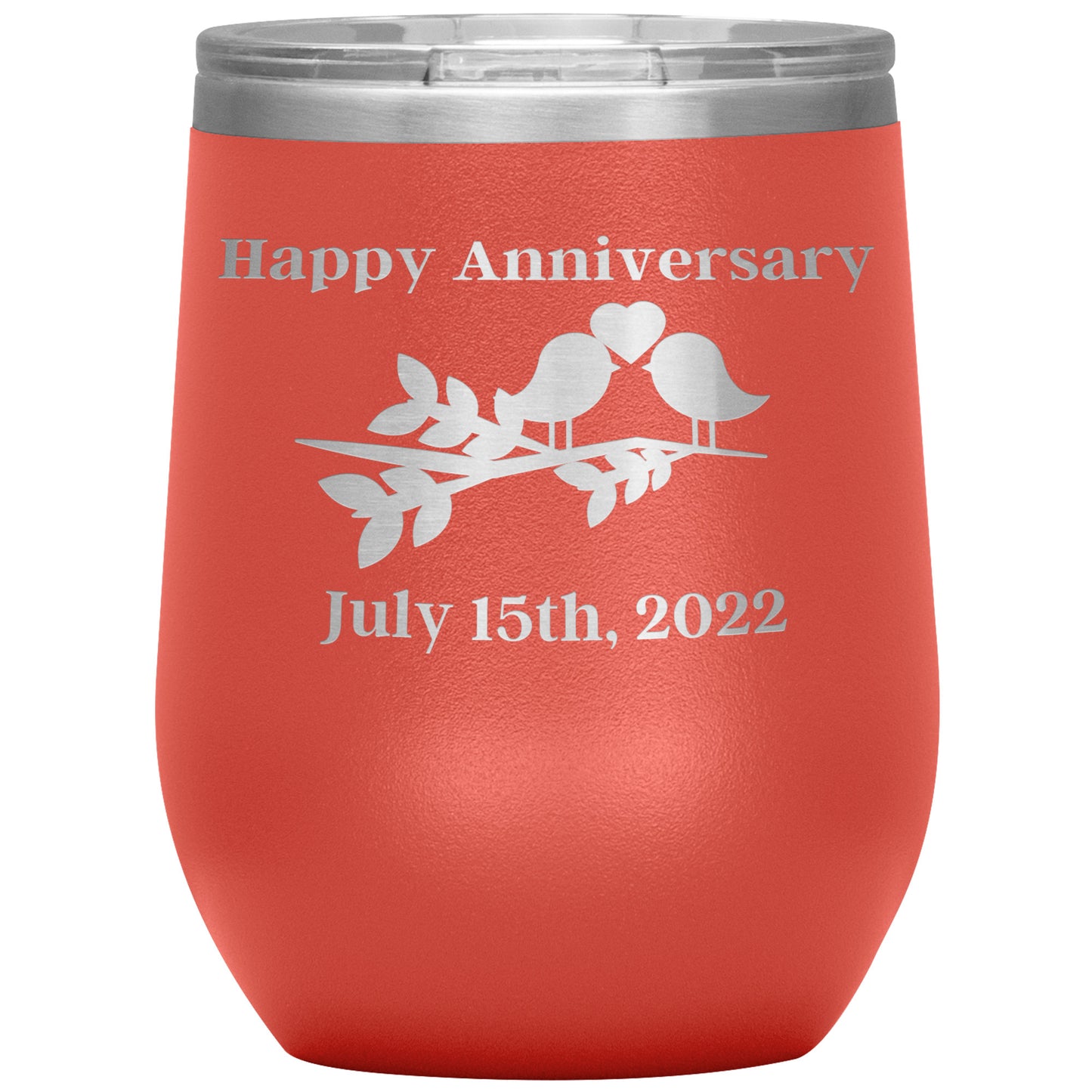 Custom Happy Anniversary Wine Tumbler🕊
