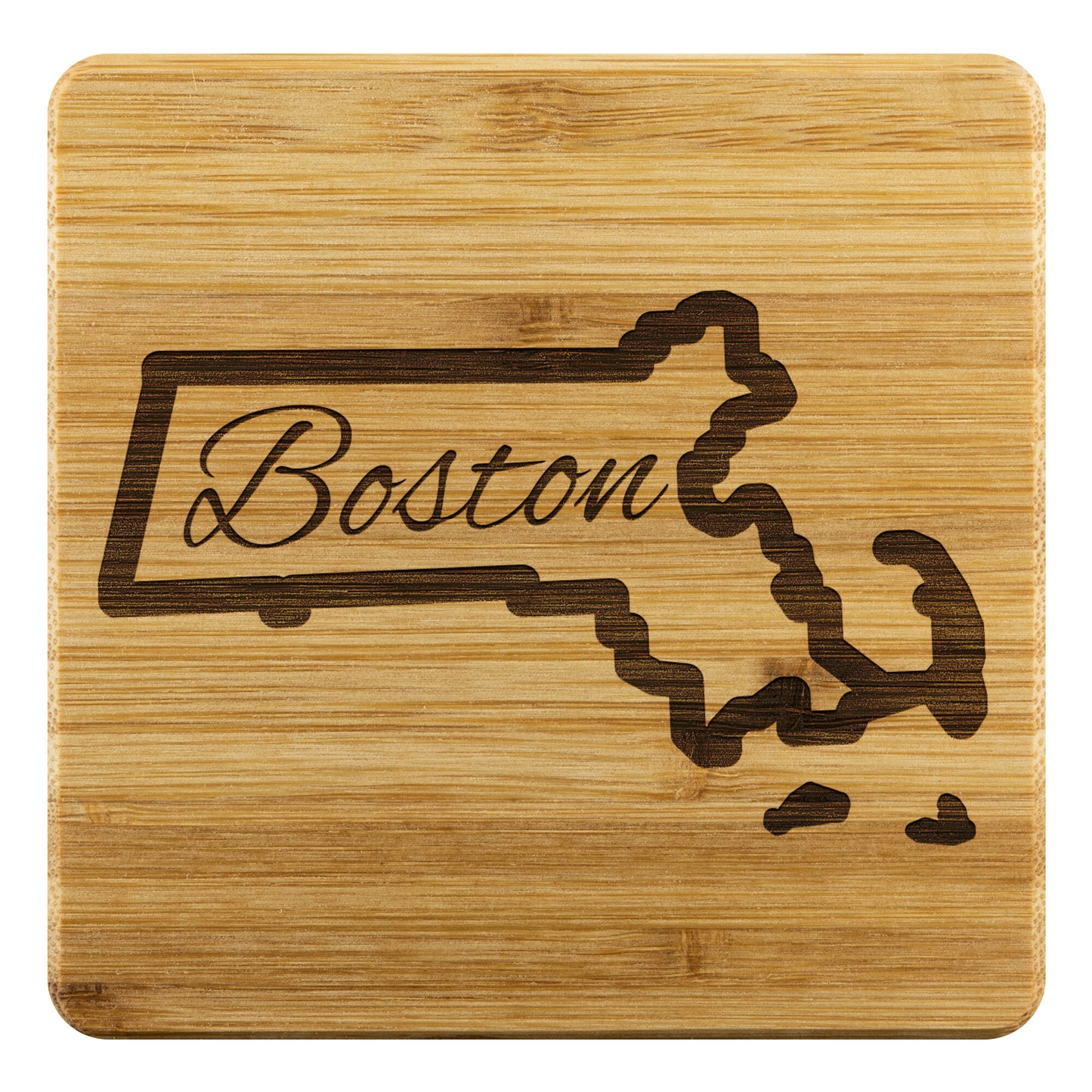 Custom Massachusetts Bamboo Coaster Set