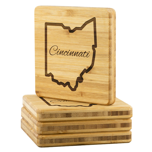 Custom Ohio Bamboo Coaster Set of 4