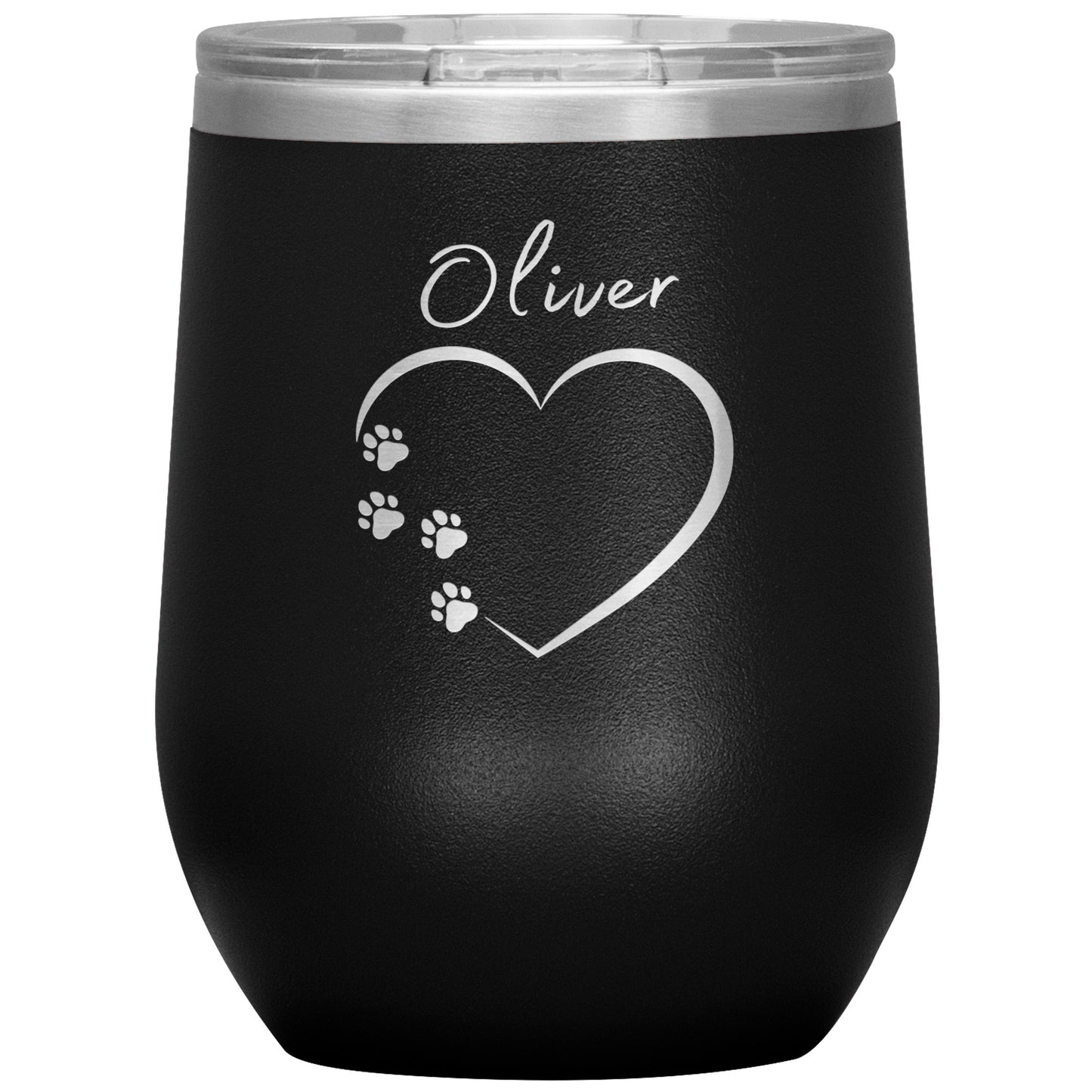 Custom Heart and Paws Name Wine Tumbler 🐾