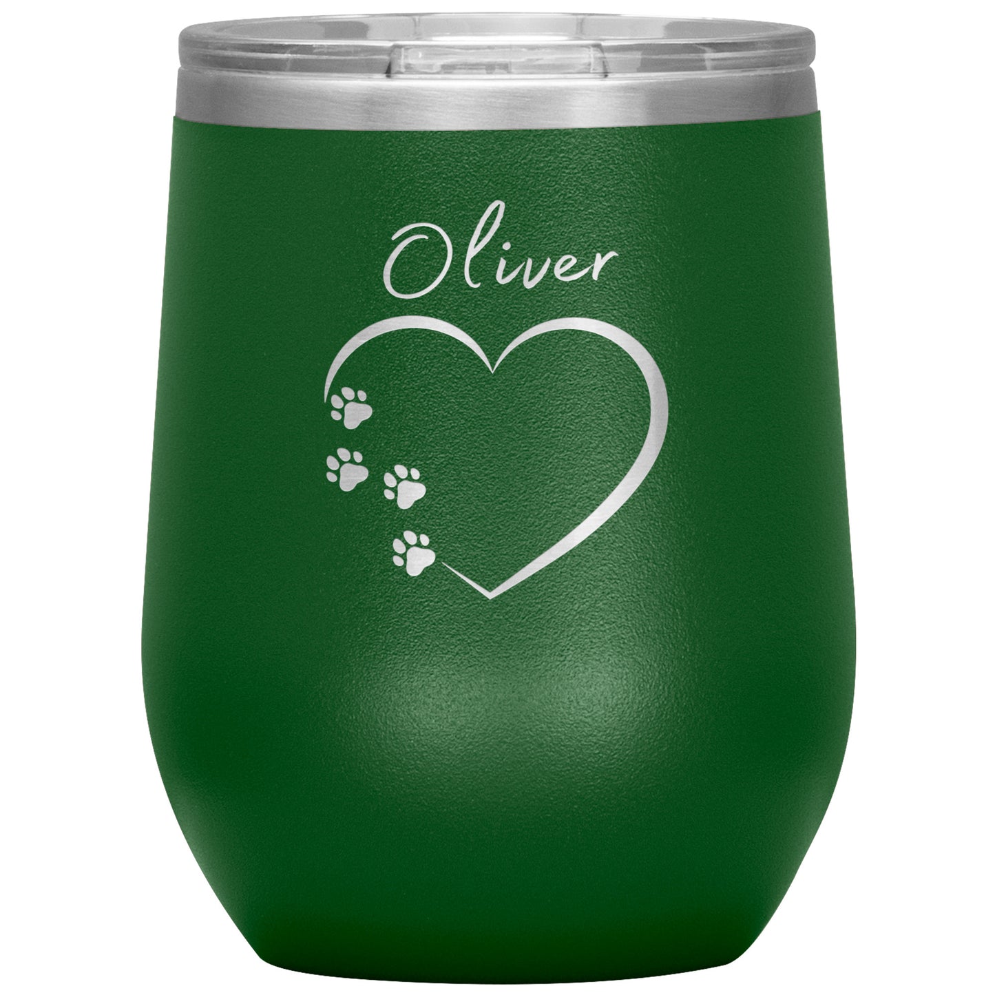 Custom Heart and Paws Name Wine Tumbler 🐾