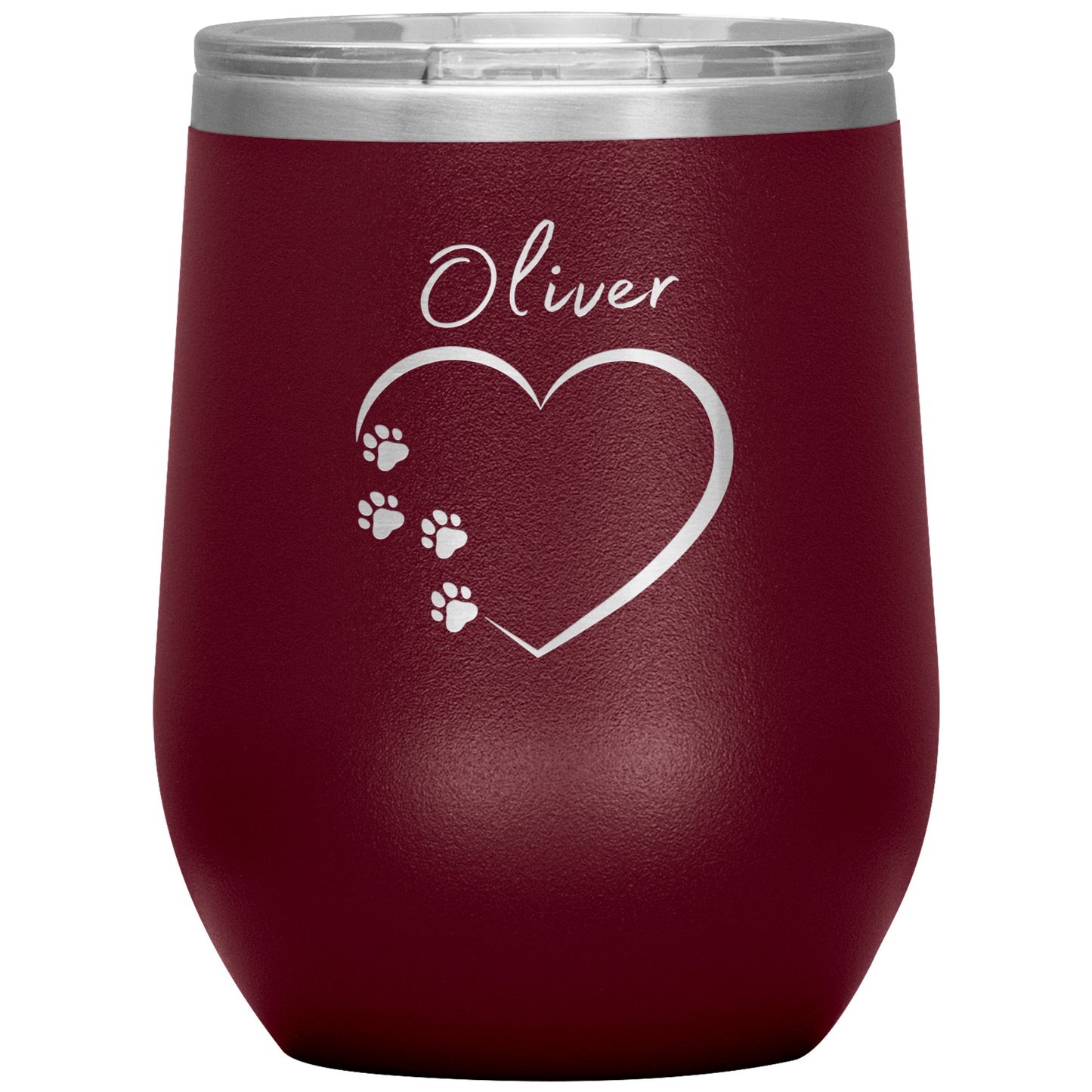 Custom Heart and Paws Name Wine Tumbler 🐾