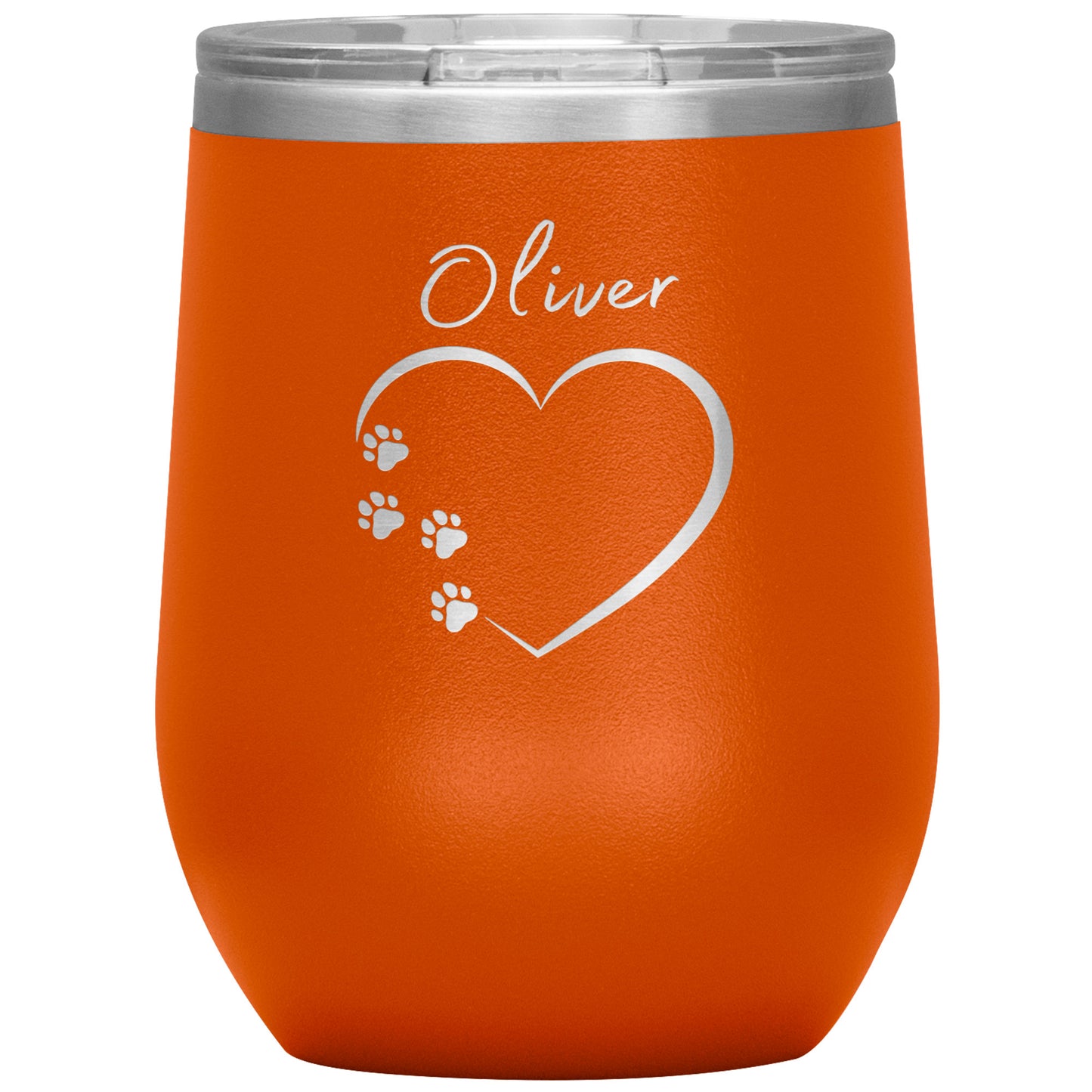 Custom Heart and Paws Name Wine Tumbler 🐾