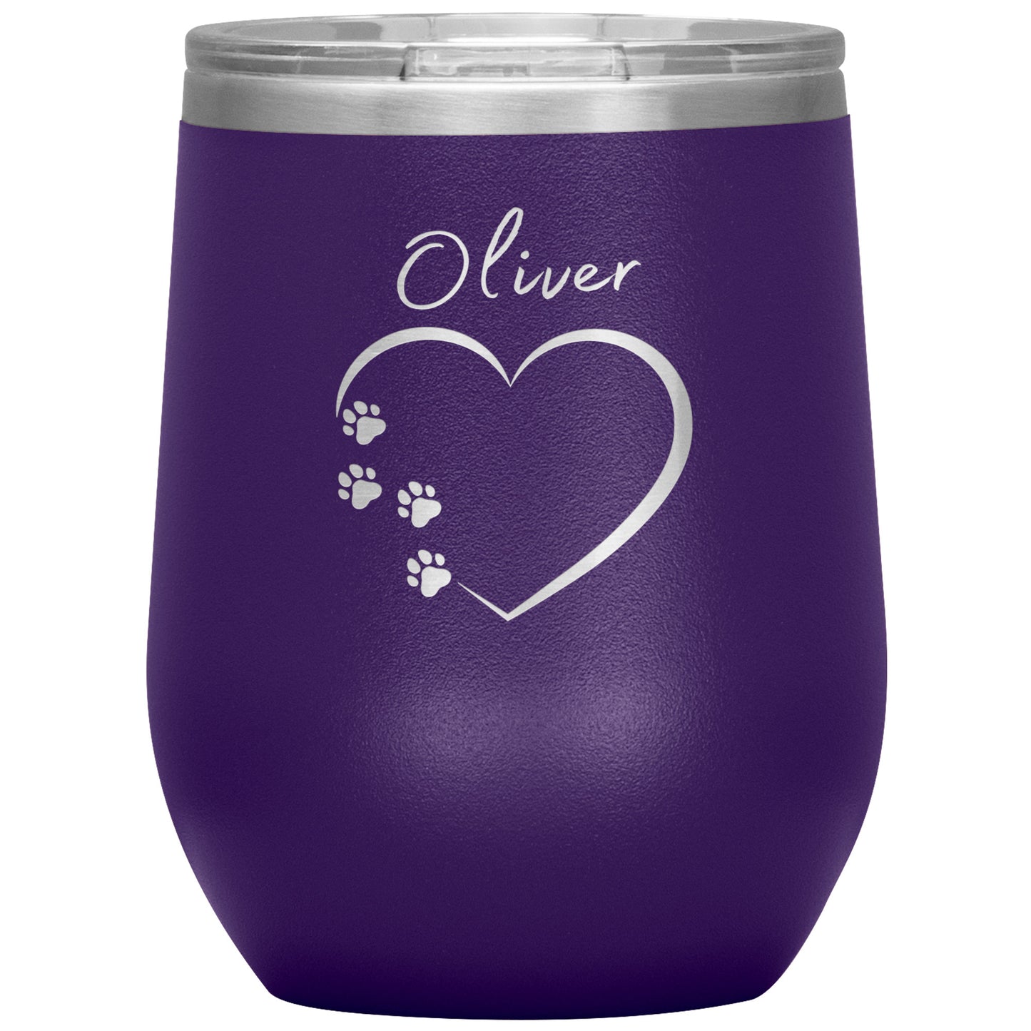 Custom Heart and Paws Name Wine Tumbler 🐾