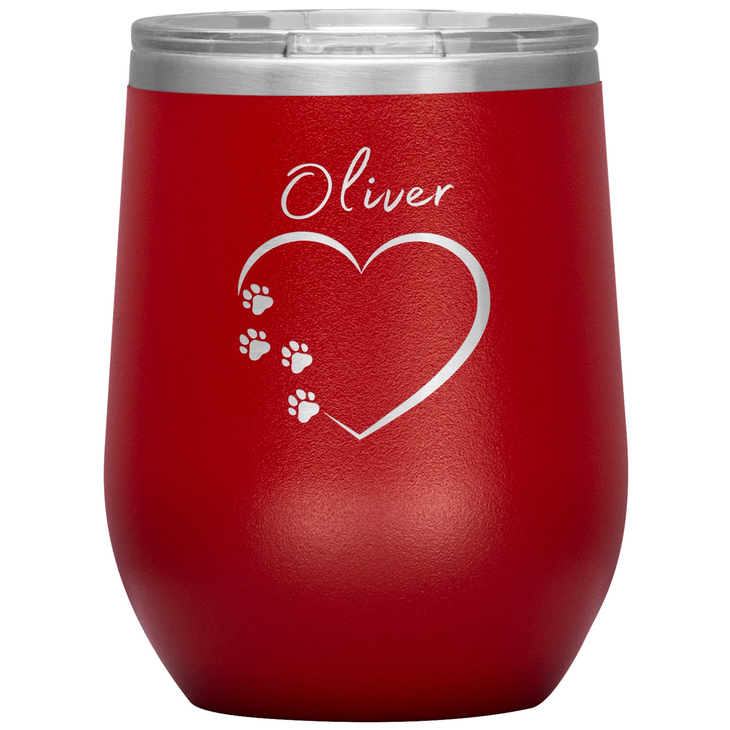 Custom Heart and Paws Name Wine Tumbler 🐾