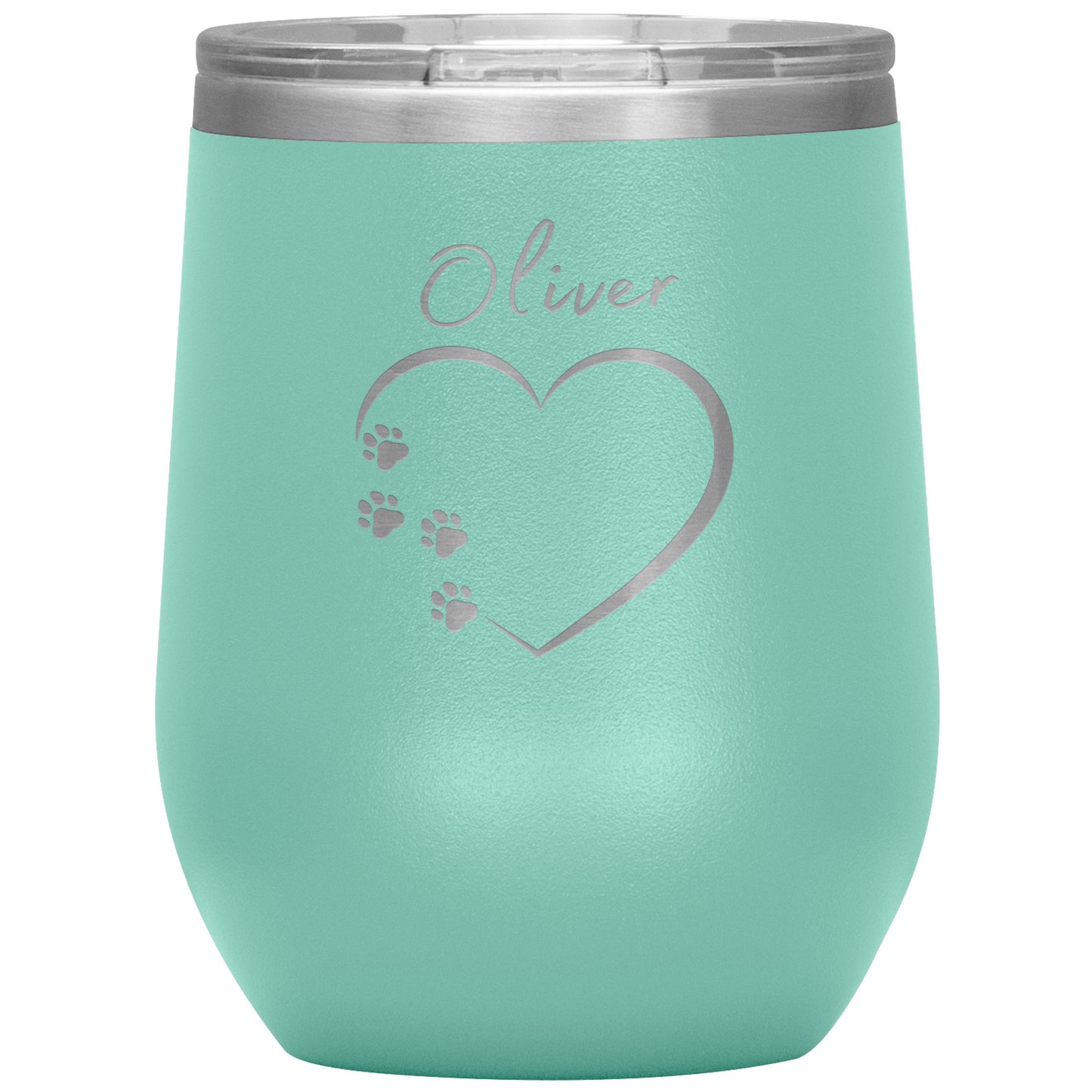 Custom Heart and Paws Name Wine Tumbler 🐾