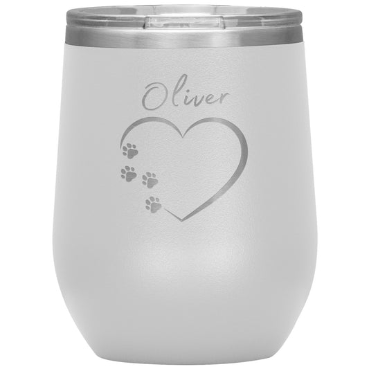 Custom Heart and Paws Name Wine Tumbler πΎ