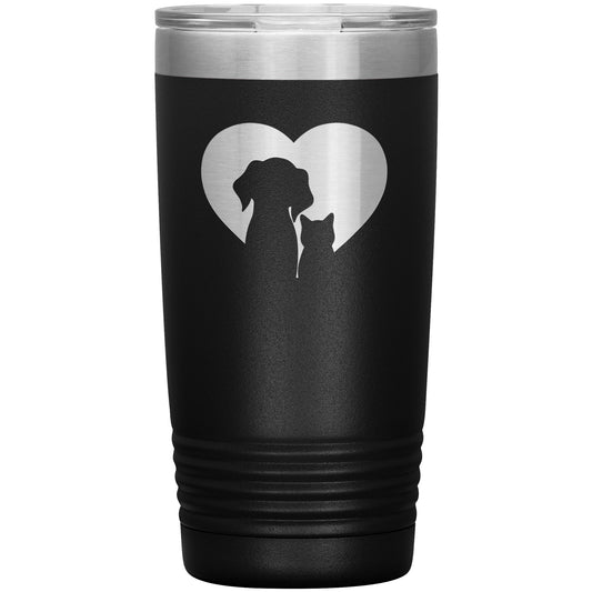 Dog & Cat Silhouette Heart Tumbler