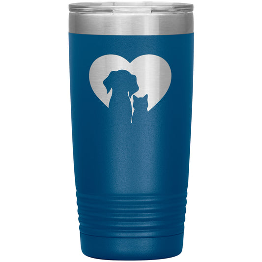Dog & Cat Silhouette Heart Tumbler