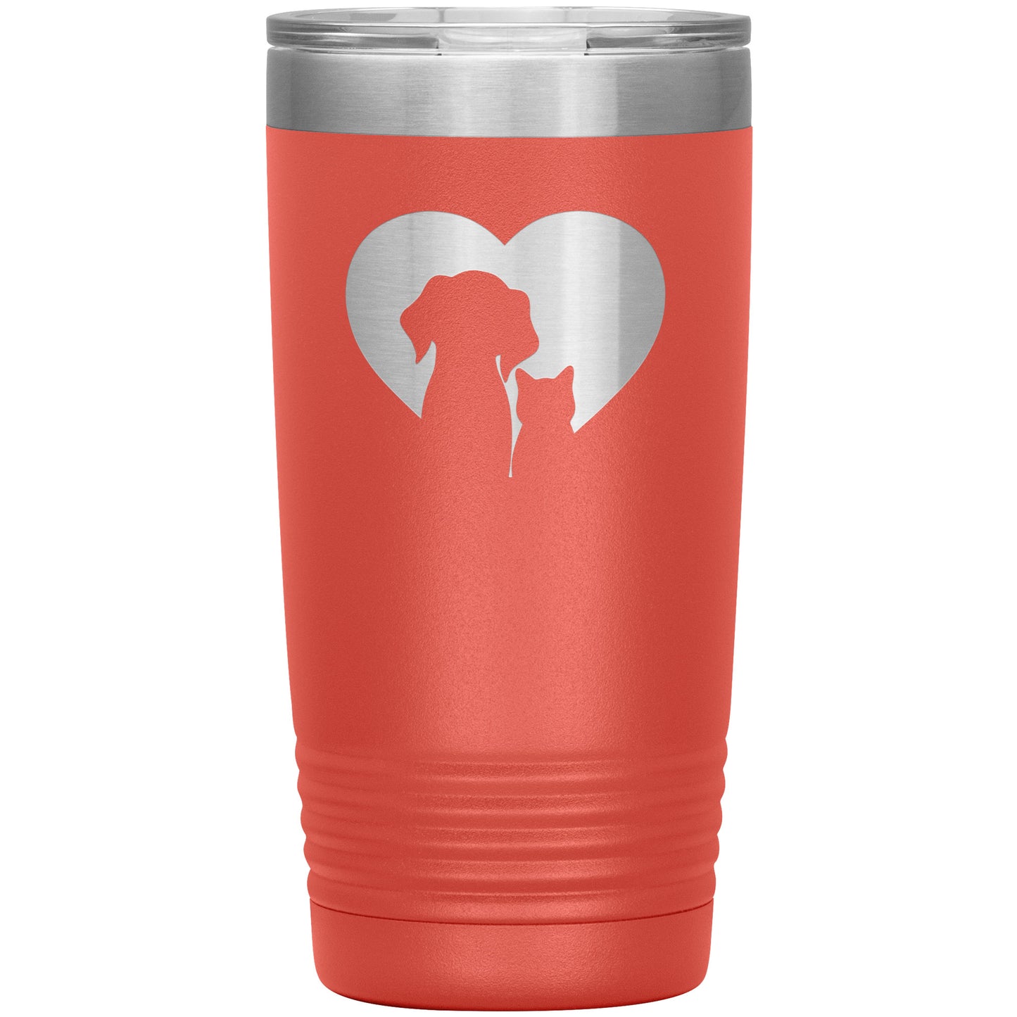 Dog & Cat Silhouette Heart Tumbler
