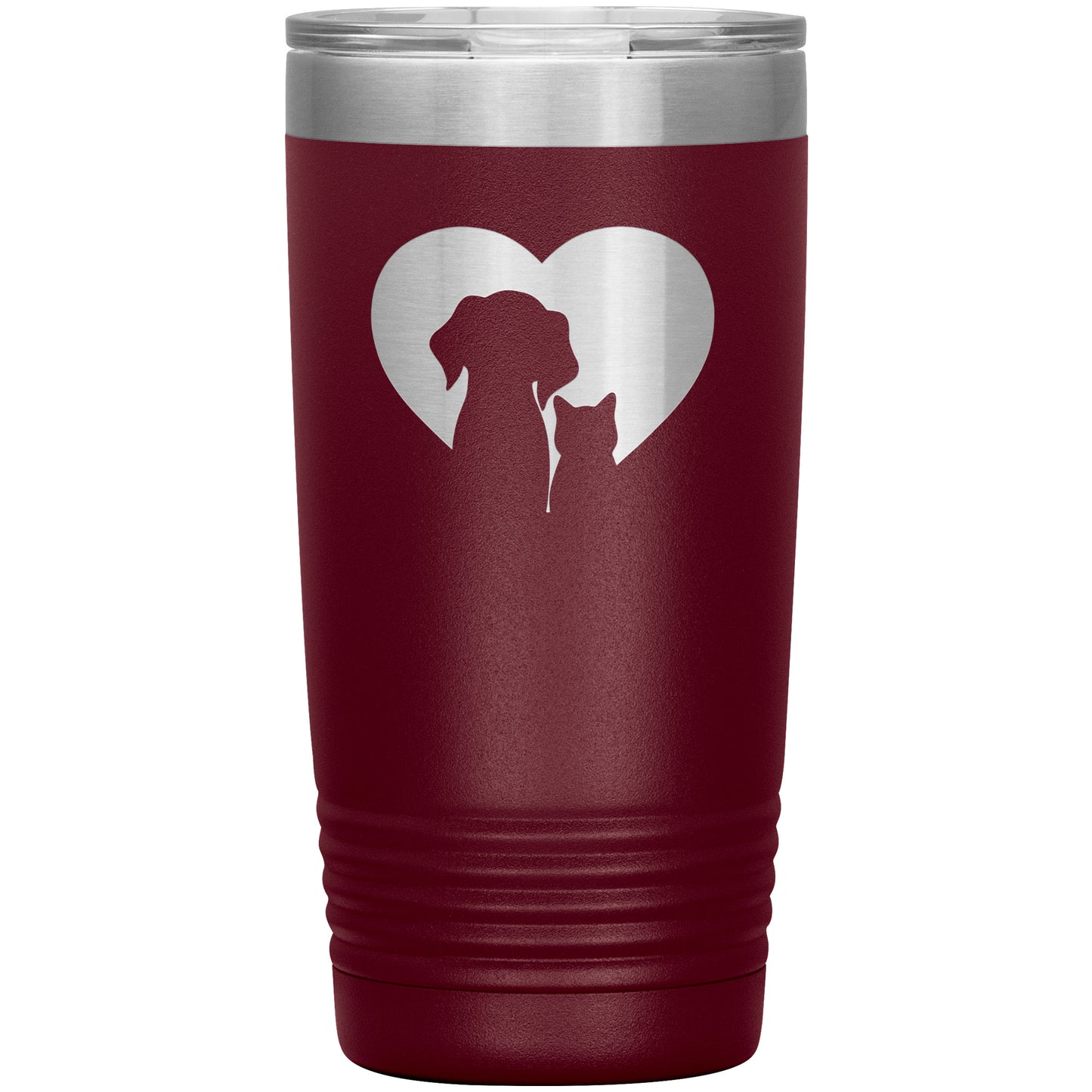 Dog & Cat Silhouette Heart Tumbler