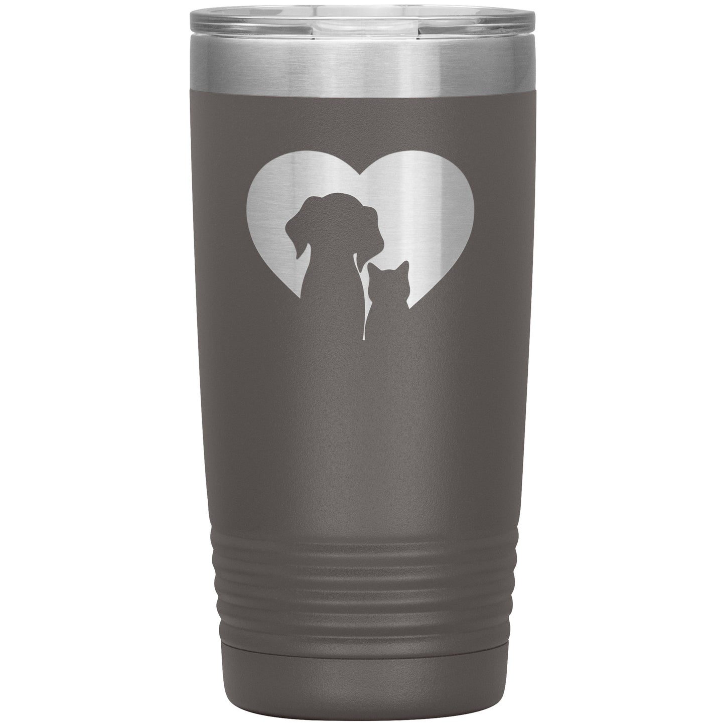 Dog & Cat Silhouette Heart Tumbler