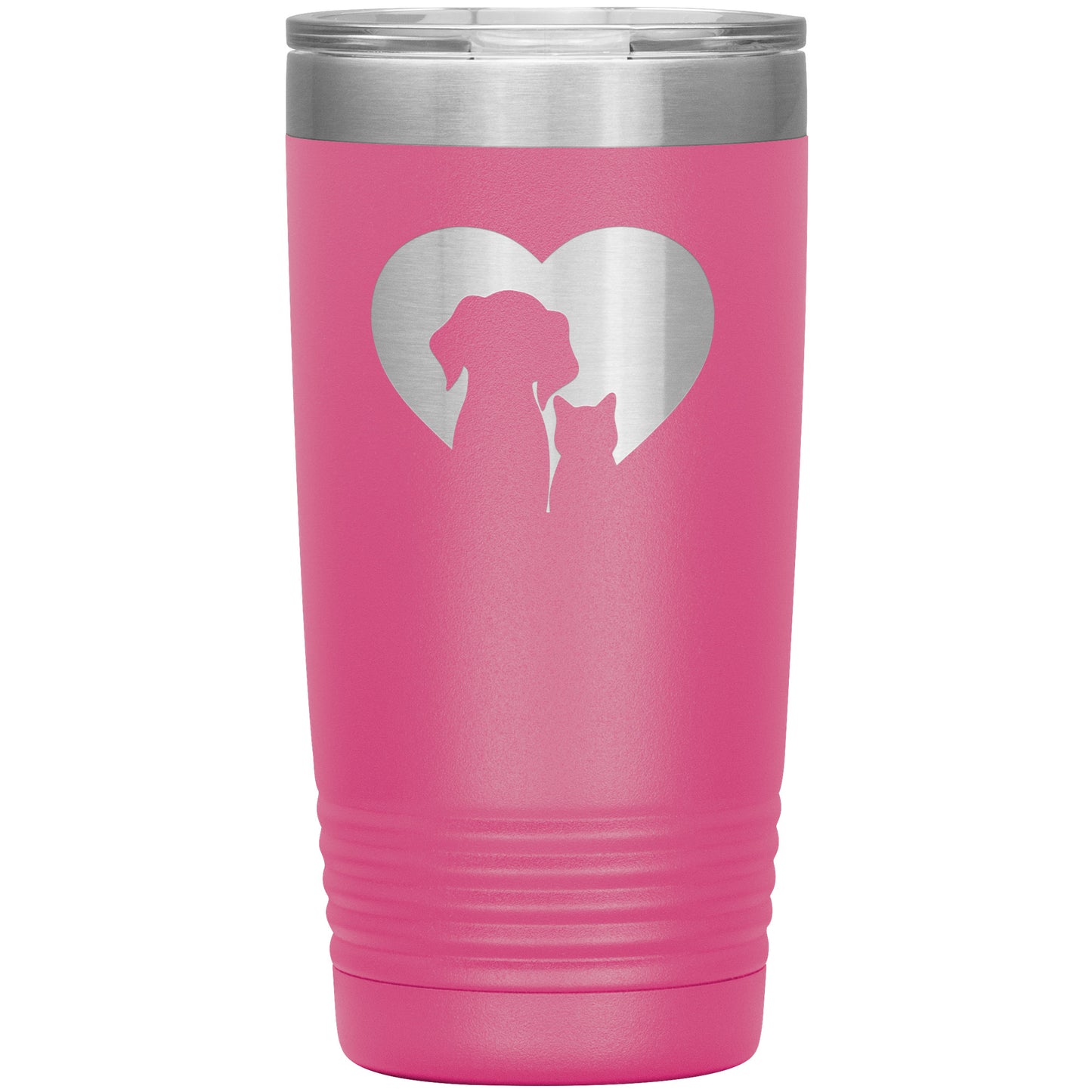 Dog & Cat Silhouette Heart Tumbler