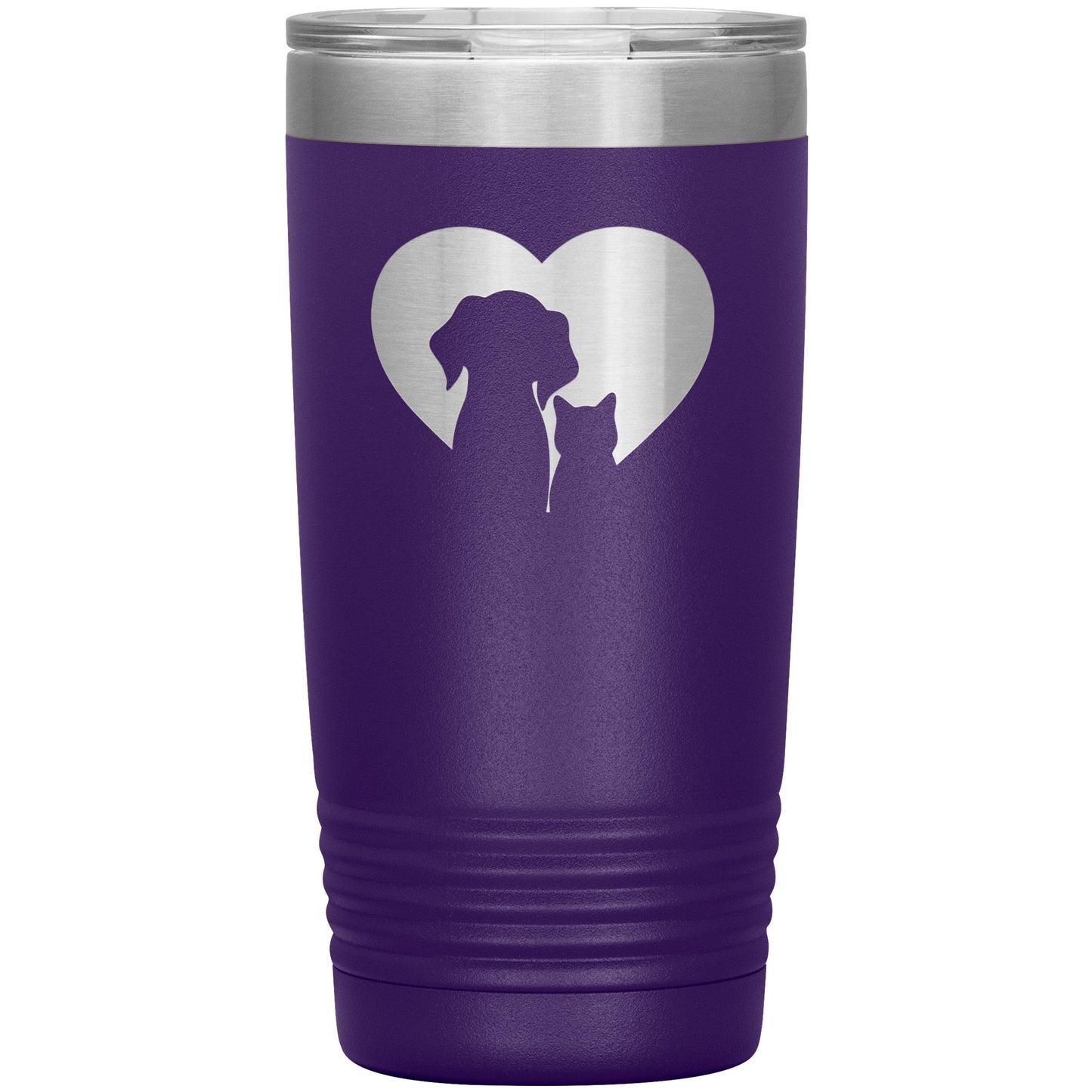 Dog & Cat Silhouette Heart Tumbler