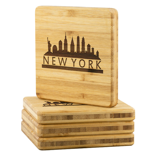 New York Skyline Bamboo Coasters Set