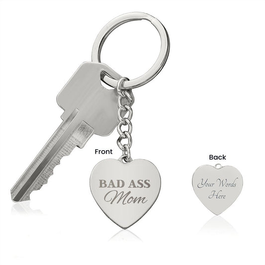 Engraved Bad Ass Mom Keychain